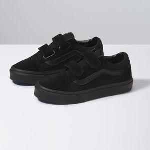 Kids Black Velcro Vans Size 11